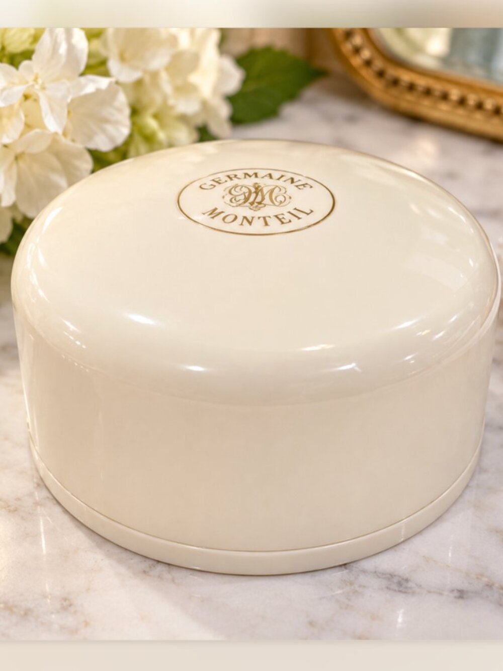 Authentic Vintage Germaine Monteil After Bath Powder with Puff - Opened 70% Left